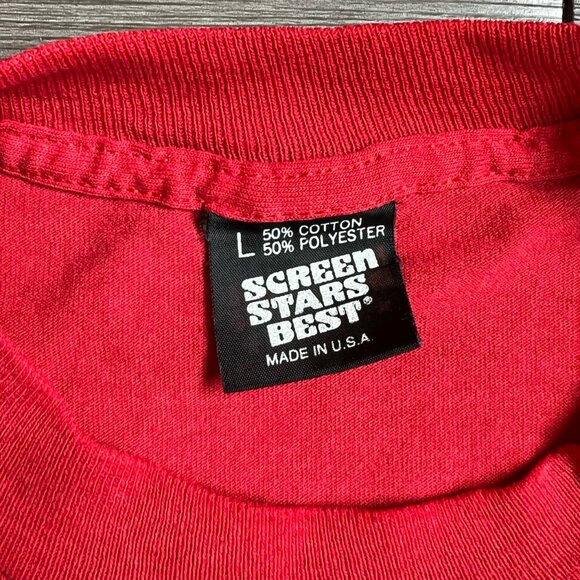 Vintage 90s Single Stitch Red Apple Teacher Novelty T-Shirt Screen Stars Size L - Picture 4 of 5